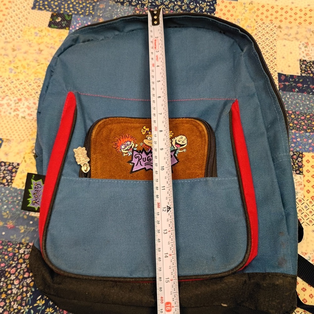 Vintage Rugrats 1997 Backpack Book Bag Blue With Suede Accent Embroidered - Picture 8 of 9